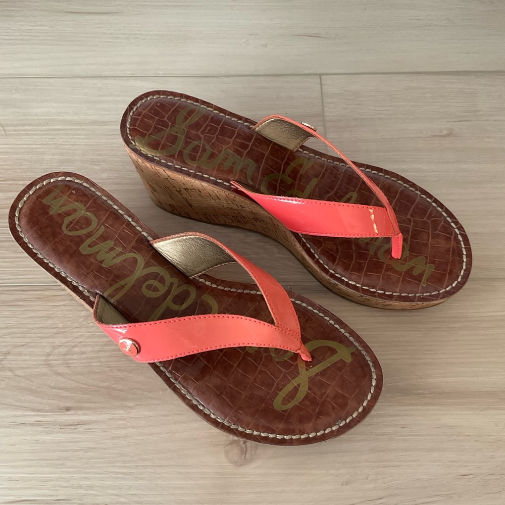Sam Edelman ‘Romy’ Coral Wedge Sandals, 6.5 US/37.5 EUR